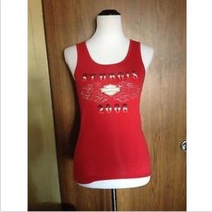 HARLEY-DAVIDSON Red Cotton Blend Tank Top SZ L